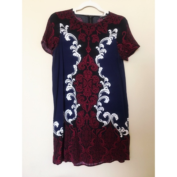 ☀️ Express Patterned T-Shirt Dress | Size XS - Picture 1 of 5
